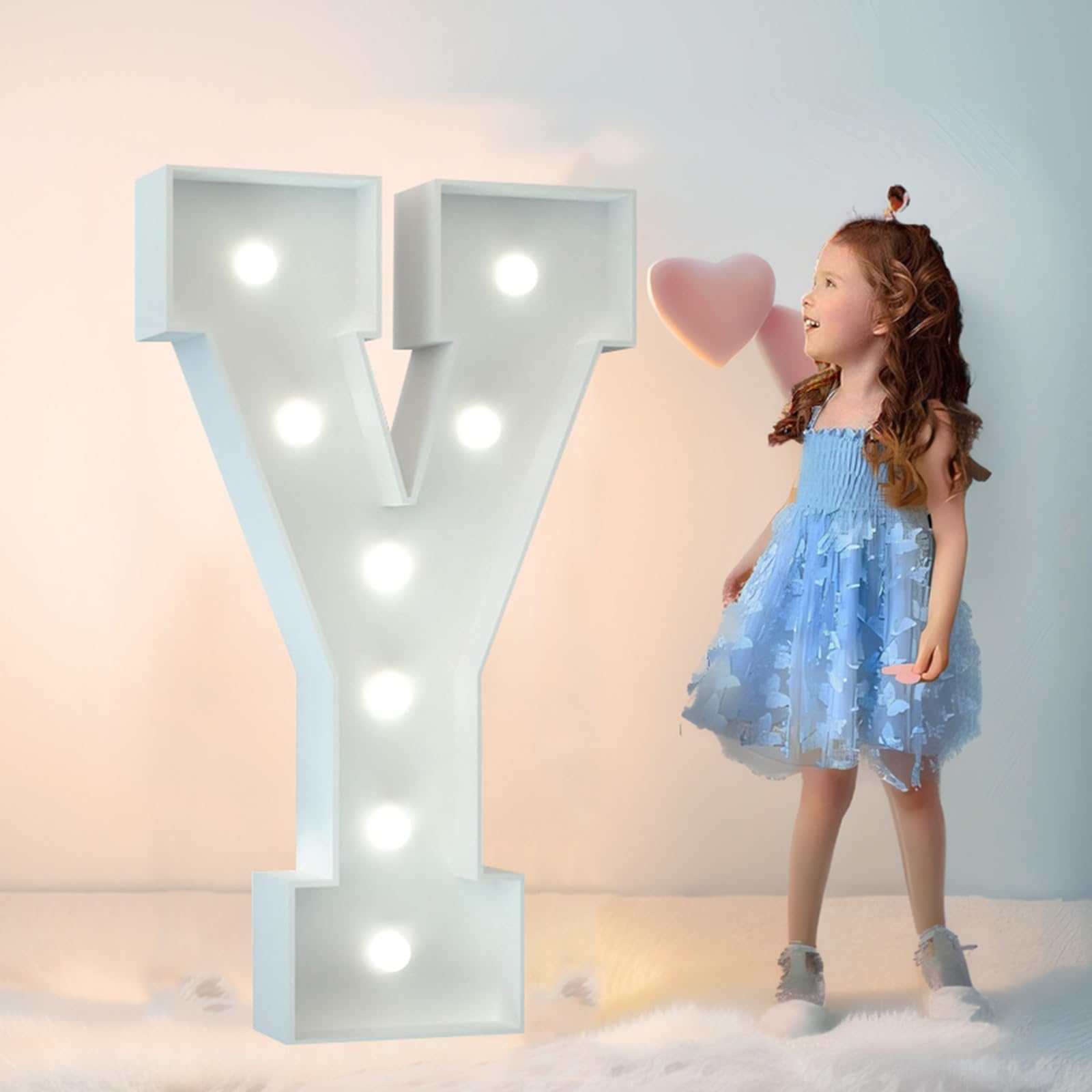 Numeri Lettere Luminose Insegna Festa e Matrimonio | Pannello Schiuma KT, Luci Bianco Giorno, Base Solida, Montaggio Facile, Leggero, 1°, 16°, 18° Compleanno(Letter‑y,120cm)