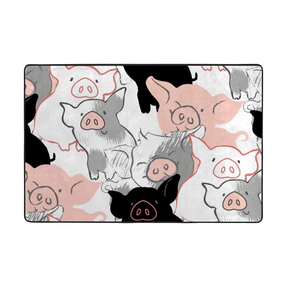 Tapis de sol en velours corail motif cochon grand tapis de salon en coton stretch