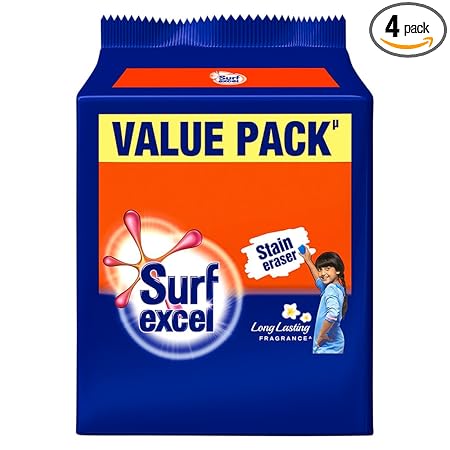 Surf Excel Detergent Bar, Laundry Detergent Bar For Clothes, Removes Tough Stains, New long lasting fragrance, 4x200 g