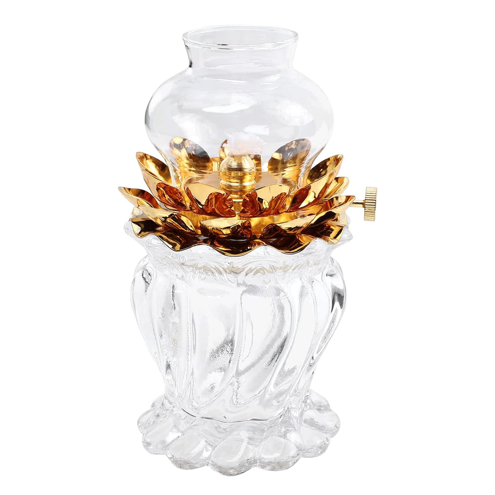 vfdaSWQQ kerosene lamp, Front Light Clear Crystal Glass Lamp Lotus Holder Small Paraffin Mood Decor Lighting