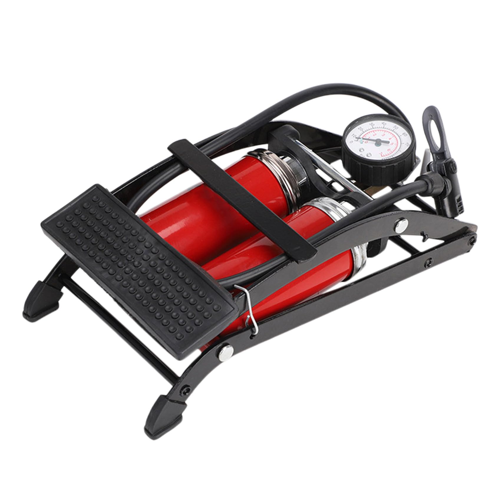 Gatuida Hochdruck Fußpumpe Fahrradluftpumpe Doppelzylinder Pedal Luftpumpe aus Metall Tragbar für Motorräder Bälle Outdoor Aufblasbar Zufällige Farbe