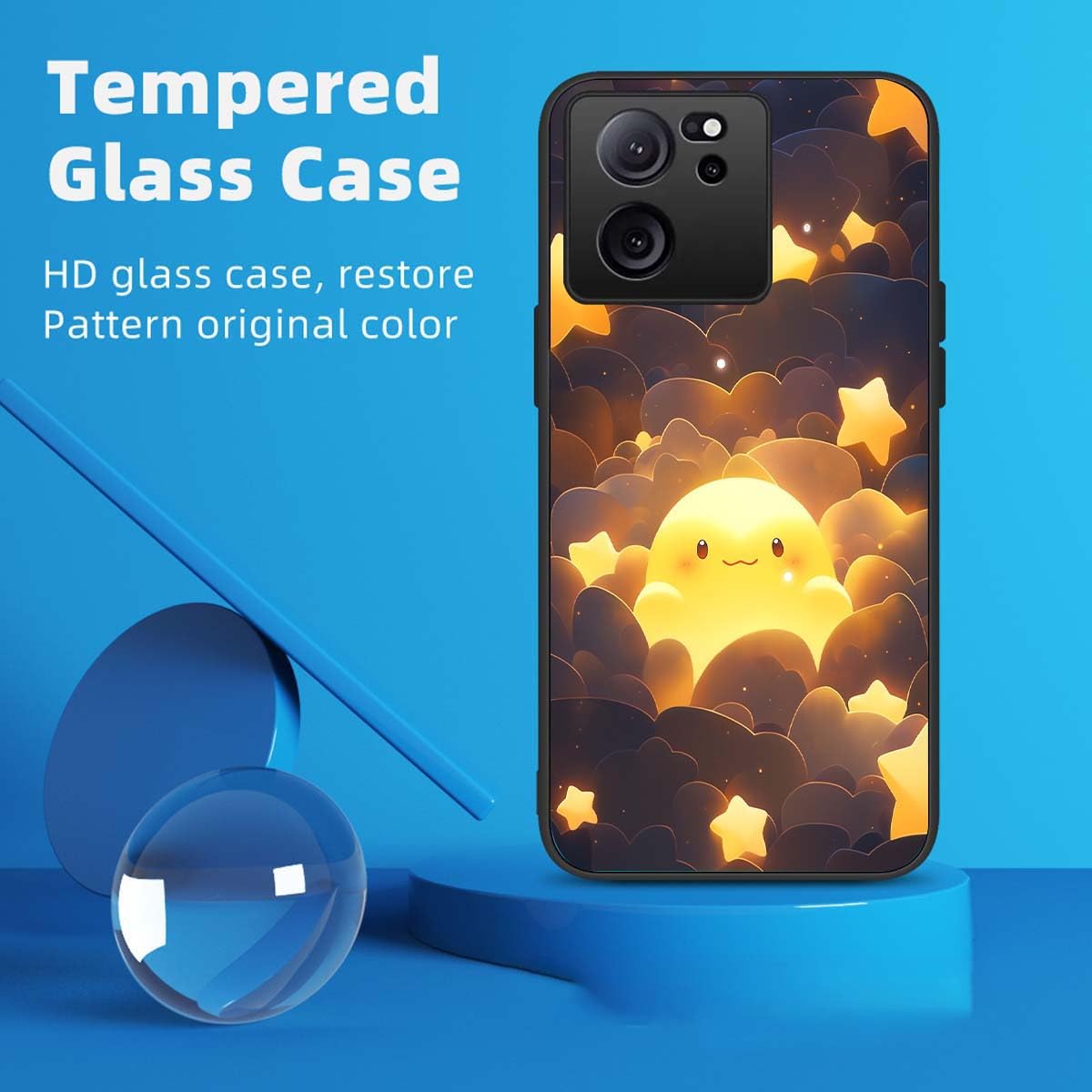 Custodia Ibrida Per Xiaomi 13T / 13T Pro - Telaio TPU Morbido E Retro In Vetro Temperato Sfumato, Antiurto