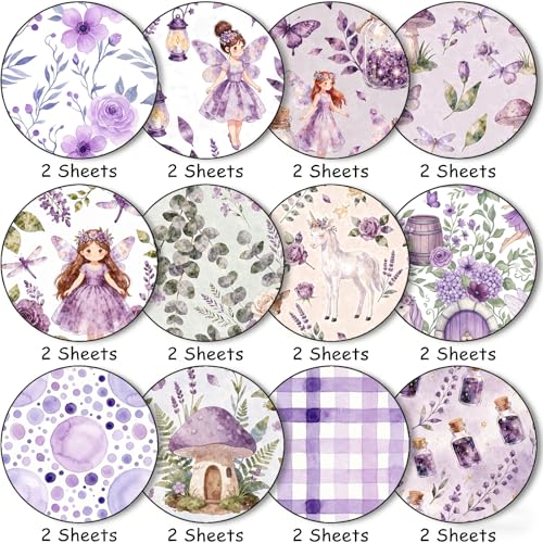 Papier scrapbooking double face sans gâchis 30x30 cm lot 24 feuilles violettes - 3