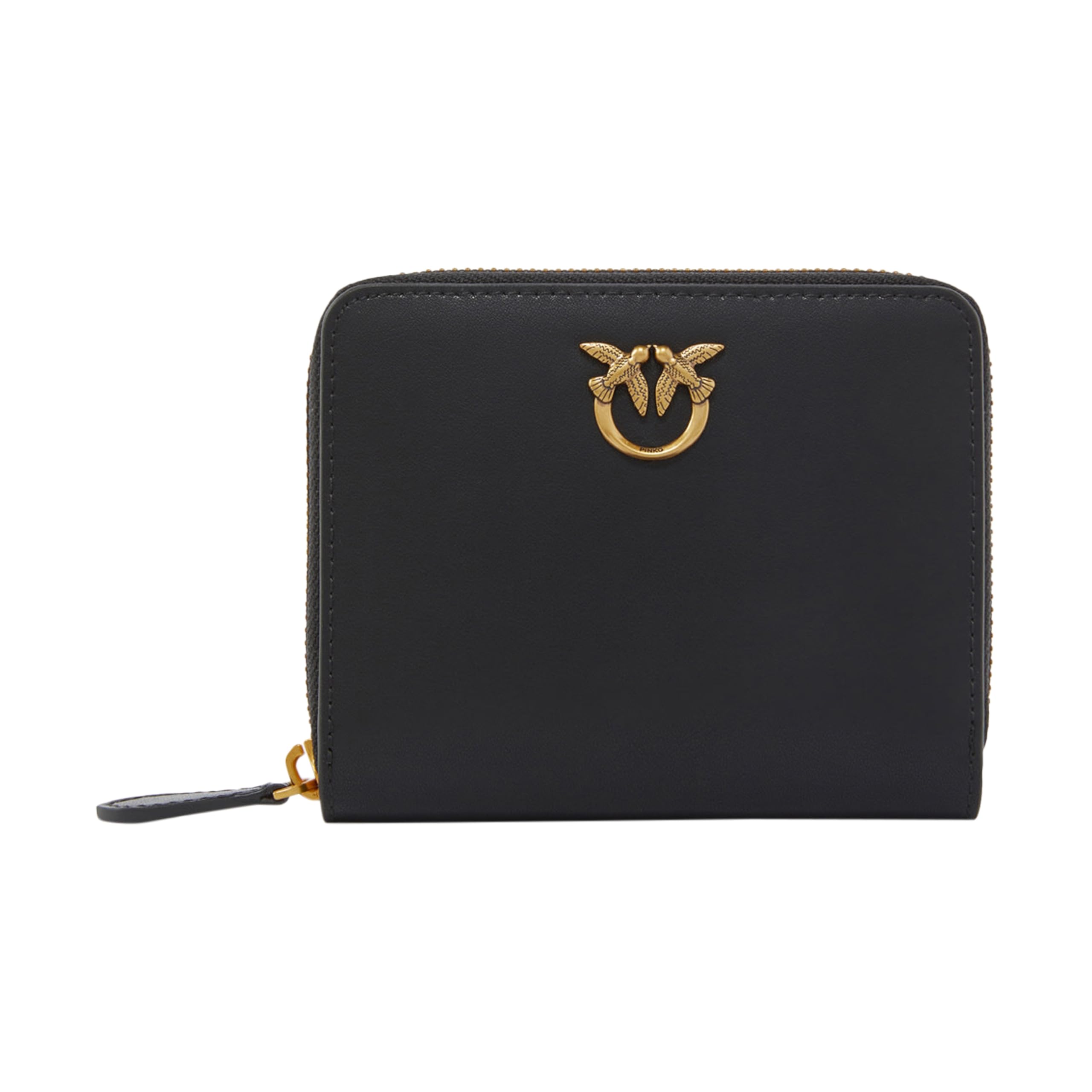 Pinko Taylor Zip Around Vitello Seta, Accessori da viaggio- Portafogli Donna, Z99q_nero-​antique Gold, 13