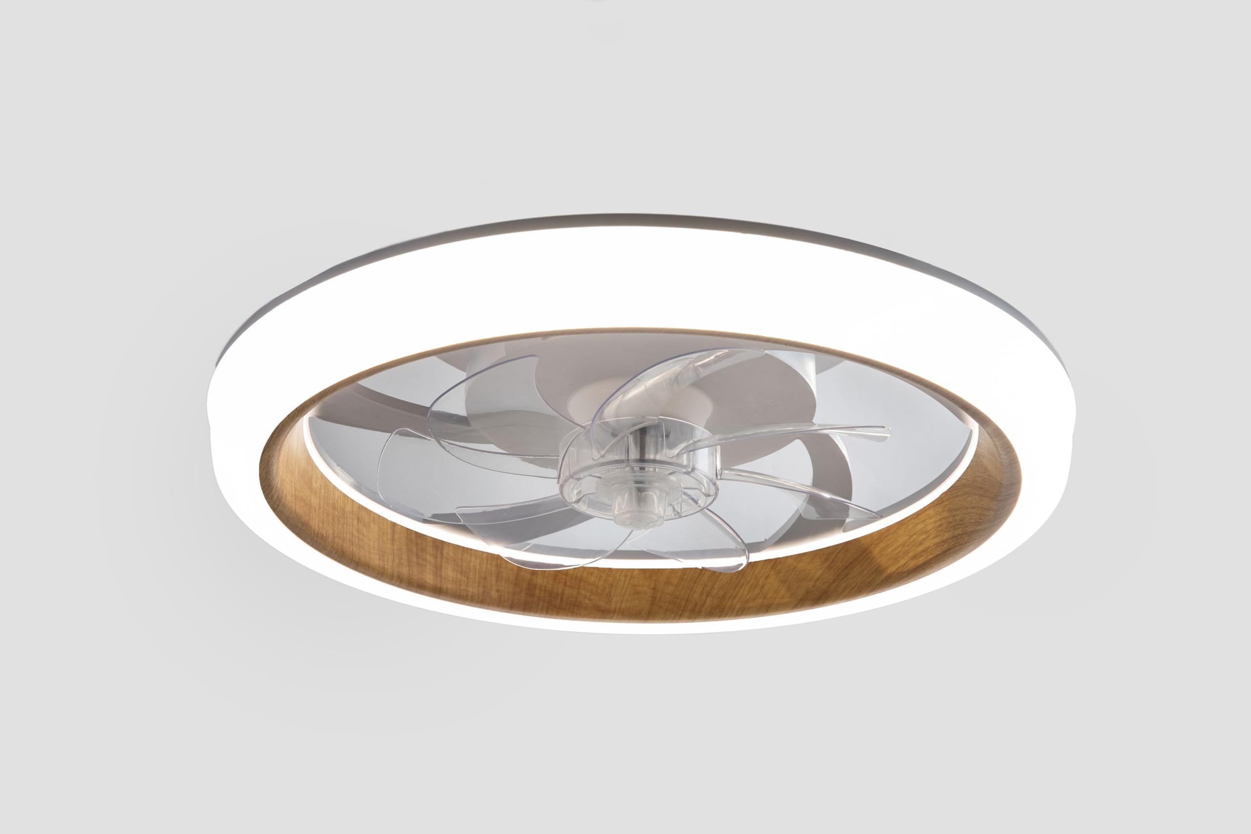 DUPI Ventilador de techo Smart Fan TURBO AIR MADERA 360º con LED regulable 3000-6000K, Motor DC silencioso, 6 velocidades, modo verano/invierno, App, voz y Mando