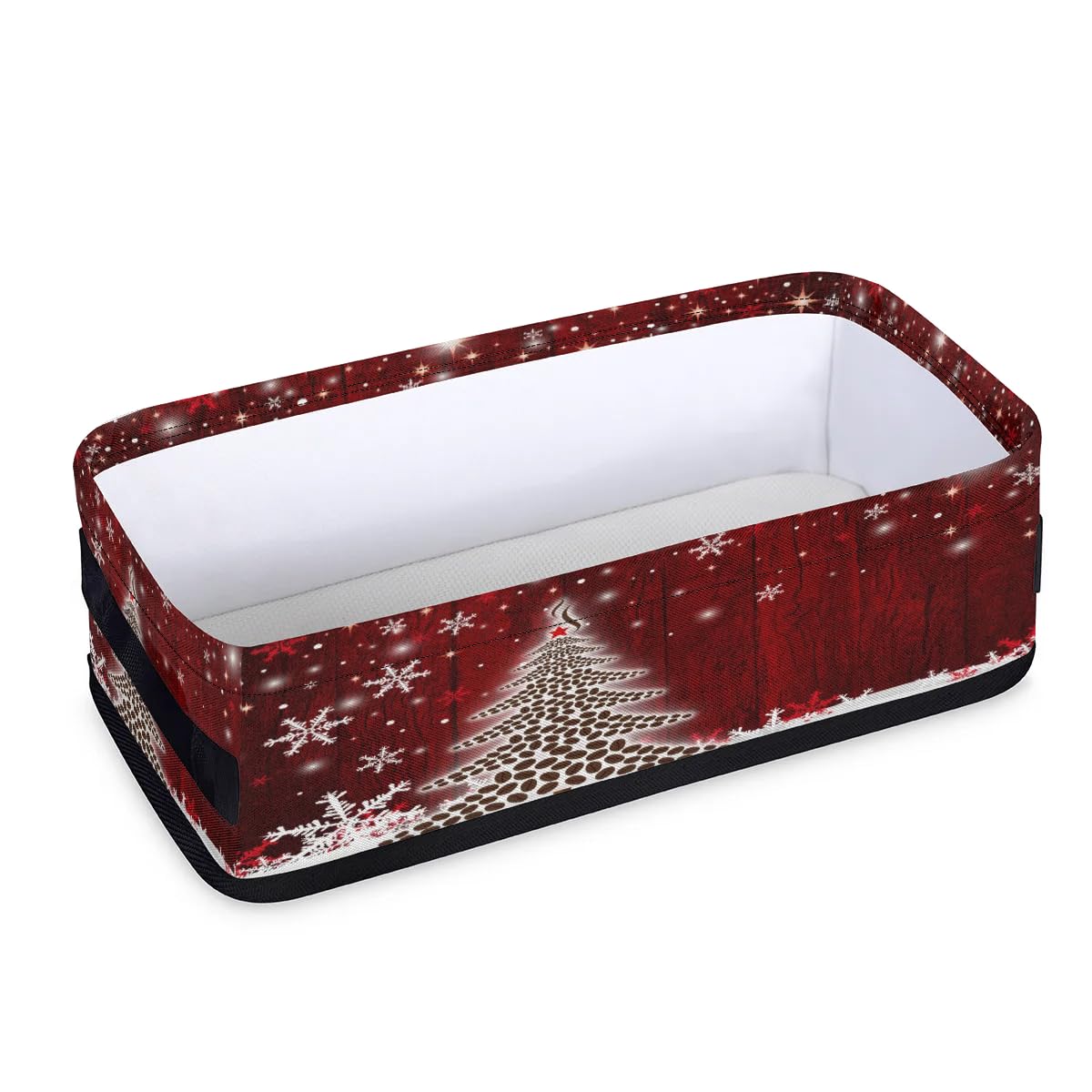 Red Tree Coffee Beans Small Bathroom Baskets for Toilet,Foldable Toilet Paper Tank Basket Organizer for Towels Storage Decorative Open Storage Bins for Home,Closet,Containers,Cabinet