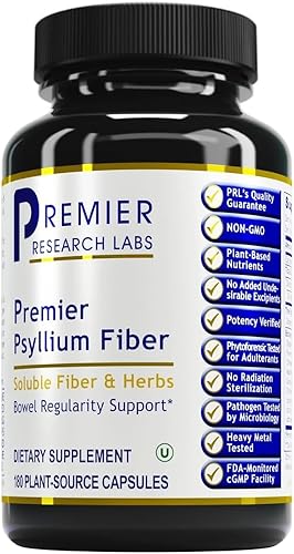 Premier Research Labs Fibra de psyllium - Cuenta con fibra soluble natural y hierbas de apoyo - Apoya la regularidad intestinal y la salud