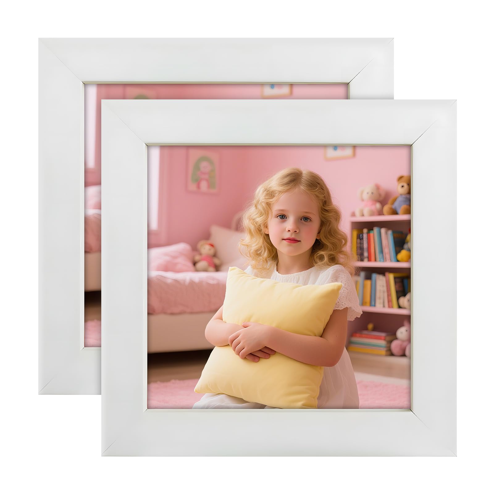 5x5 Photo Frames - 2Pack 5x5 Picture Frames for 12.5x12.5cm, Small Picture Frame White Square Frames for Wall Mount & Desk Stand