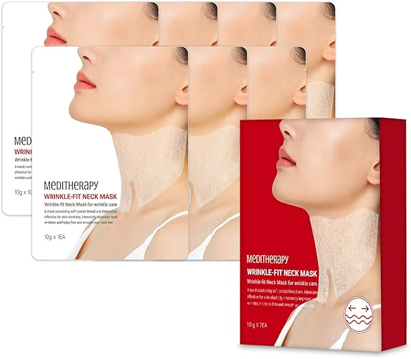 Wrinkle-fit Neck Mask - Neck Wrinkle Patches, Firming and Tightening Korean Deep Collagen Mask - Hyaluronic Acid NeckTargeted Mesh Sheet Mask for Lifting Sagging Skin - Boosting Elasticity 7EA