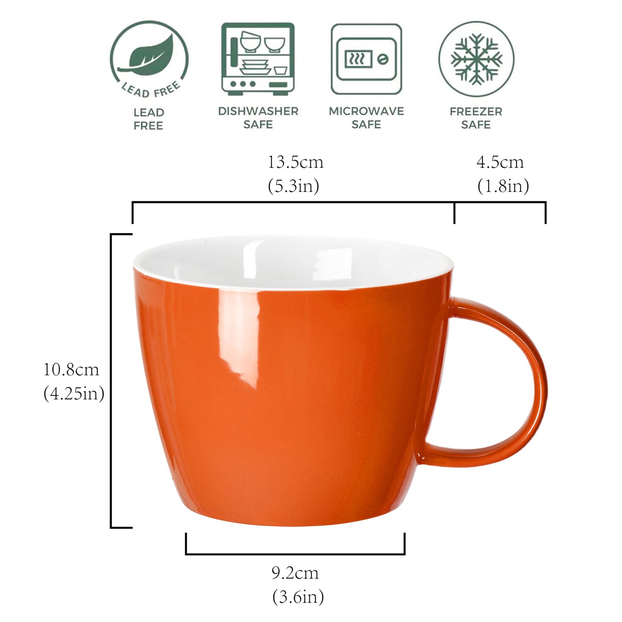 fMSDD 2XL-Sized Minimalist Solid Mug, for Caffeine Lovers for Every Coffee Geek and Dinner Soup Vessle with Handle at Table - Image 4