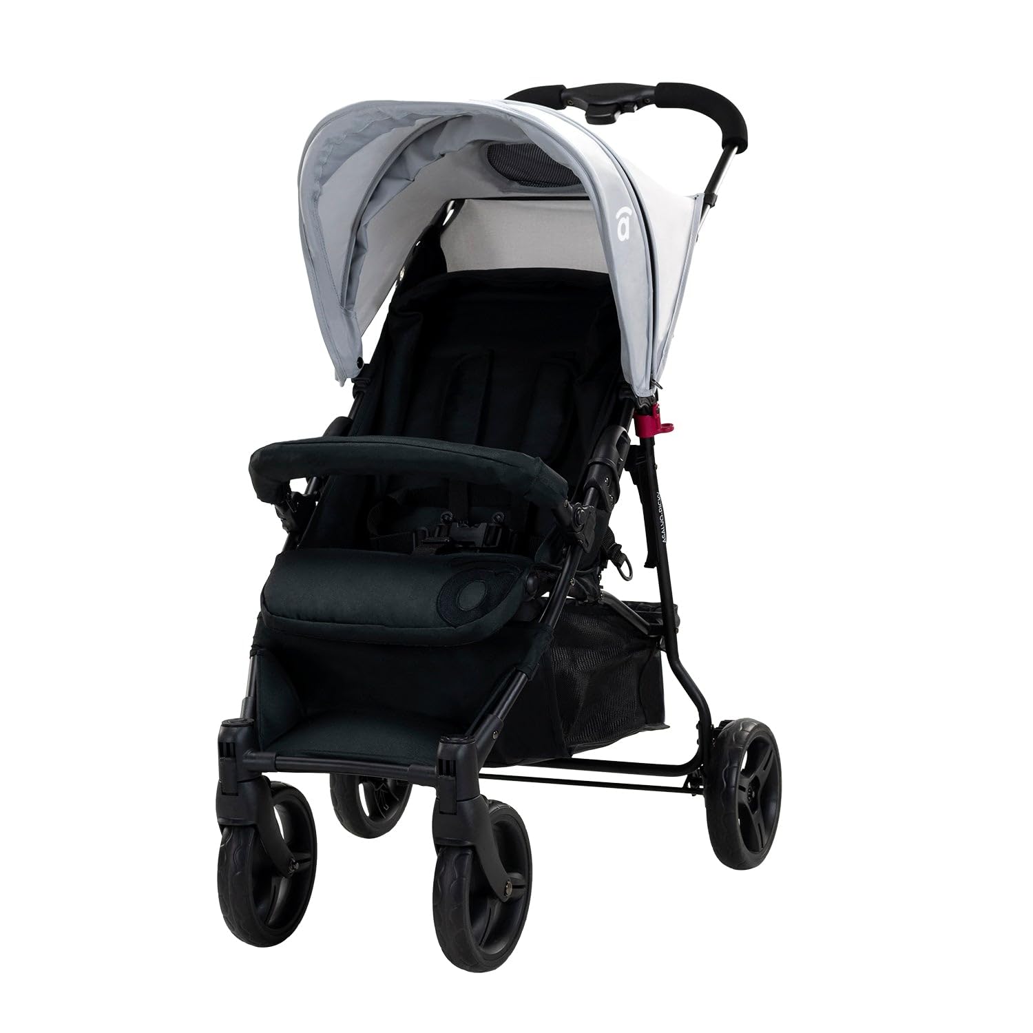 Asalvo PICKY Silla de paseo, Carrito bebé, Carro para bebés, Confortable, Segura, Capota con Ventana, Freno Trasero, Maniobrable, Plegado compacto, Carga máxima 16 kg, Gris