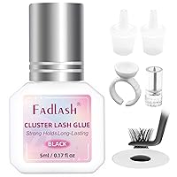 Vista 2 de FADLASH Pegamento de pestañas en racimo negro para extensiones de pestañas DIY, pegamento de pestañas impermeable de secado rápido de 2-3 segundos
