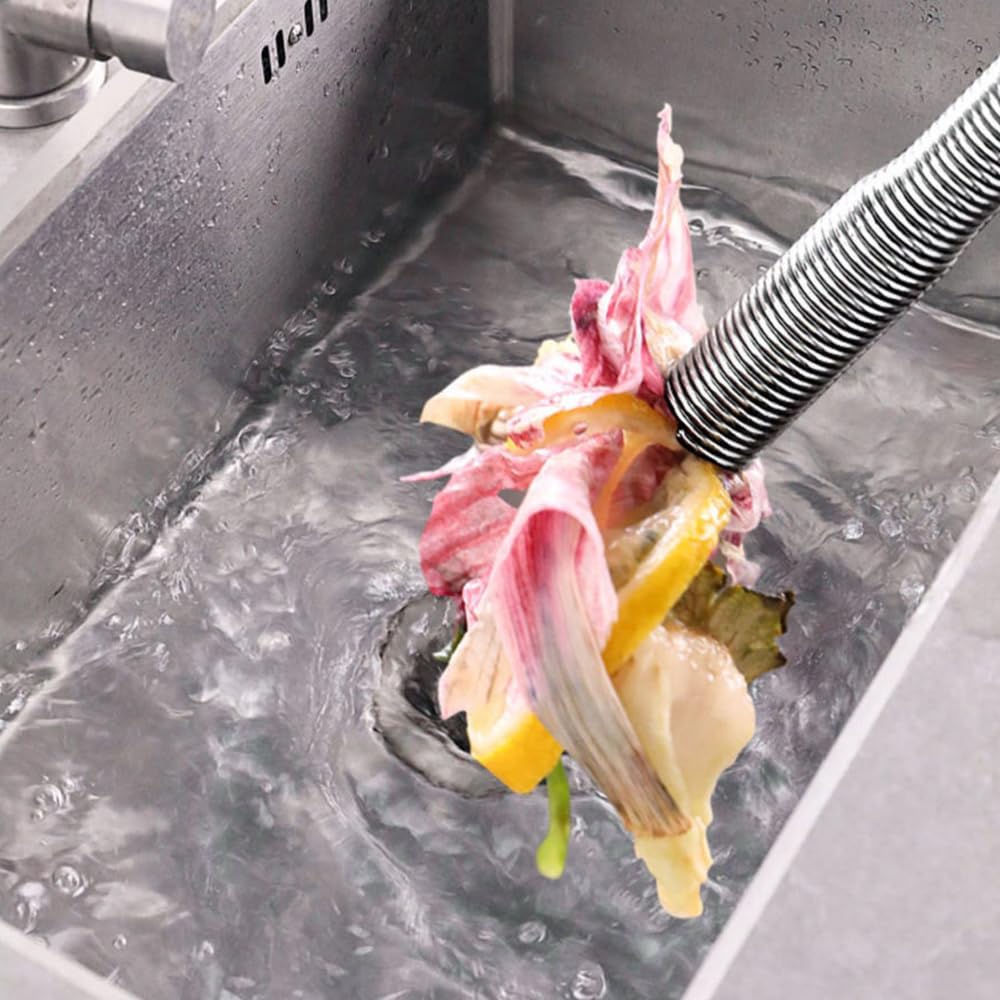 Tappo di scarico, strumento di rimozione dell'intasamento dello scarico per fogne, cucina, bagno, doccia, bagno, bagno, toilette, rimozione dell'intasamento, pinza flessibile (3 metri)
