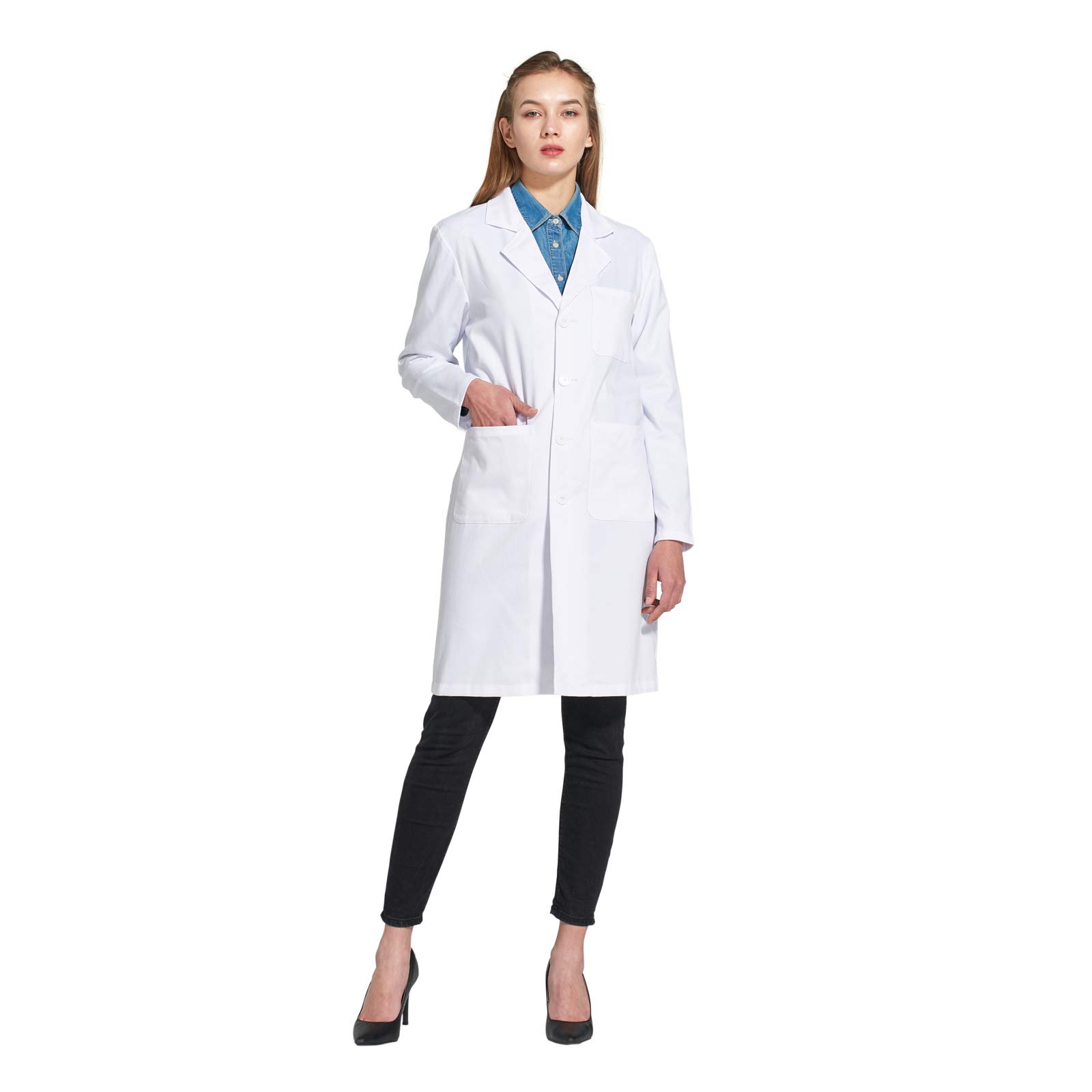Bata de Laboratorio, médico Abrigo Abrigo de Mujer, Abrigo Blanco para Damas, Adecuado para Estudiantes de la Escuela Laboratorio de Ciencia Enfermera Cosplay Vestido de algodóns