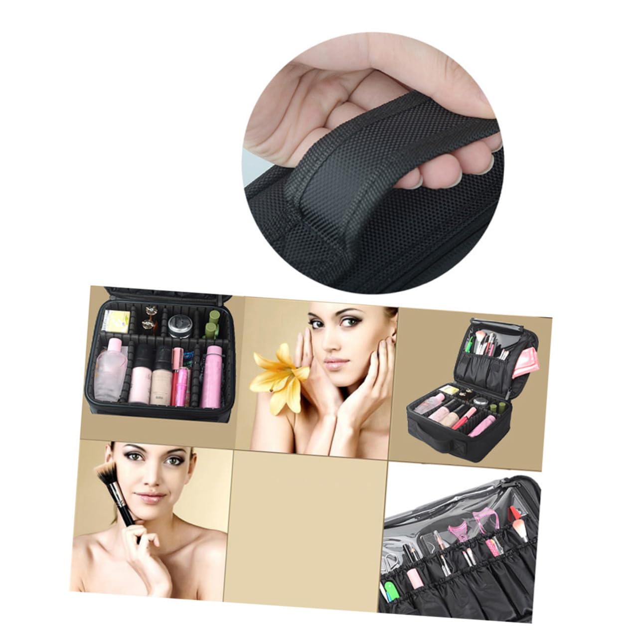 PACKOVE Borsa per Cosmetici Portatile con Scomparti Regolabili Valigetta Viaggio per S