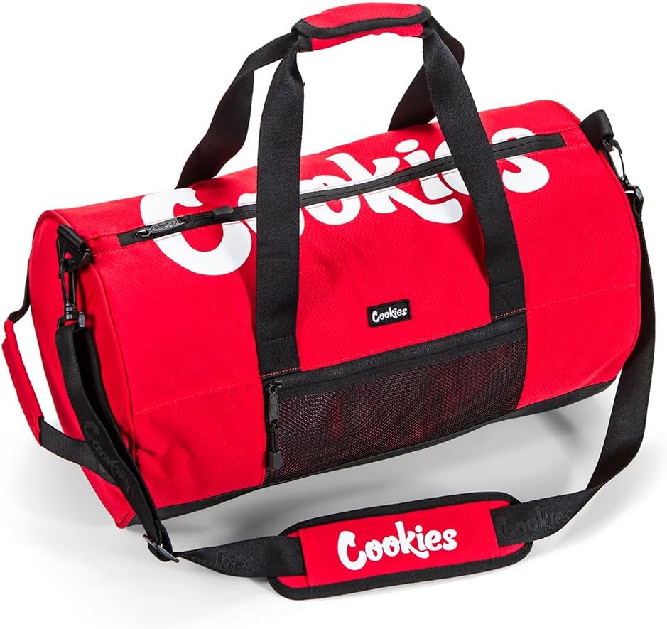 Cookies Summit Ripstop Duffle Bag – Durable 100% Nylon Gym, Travel & Sports Duffel Bag with Spacious Storage, Interior & Exterior Zip Pockets, Adjustable Shoulder Strap, Reinforced Handles – Red