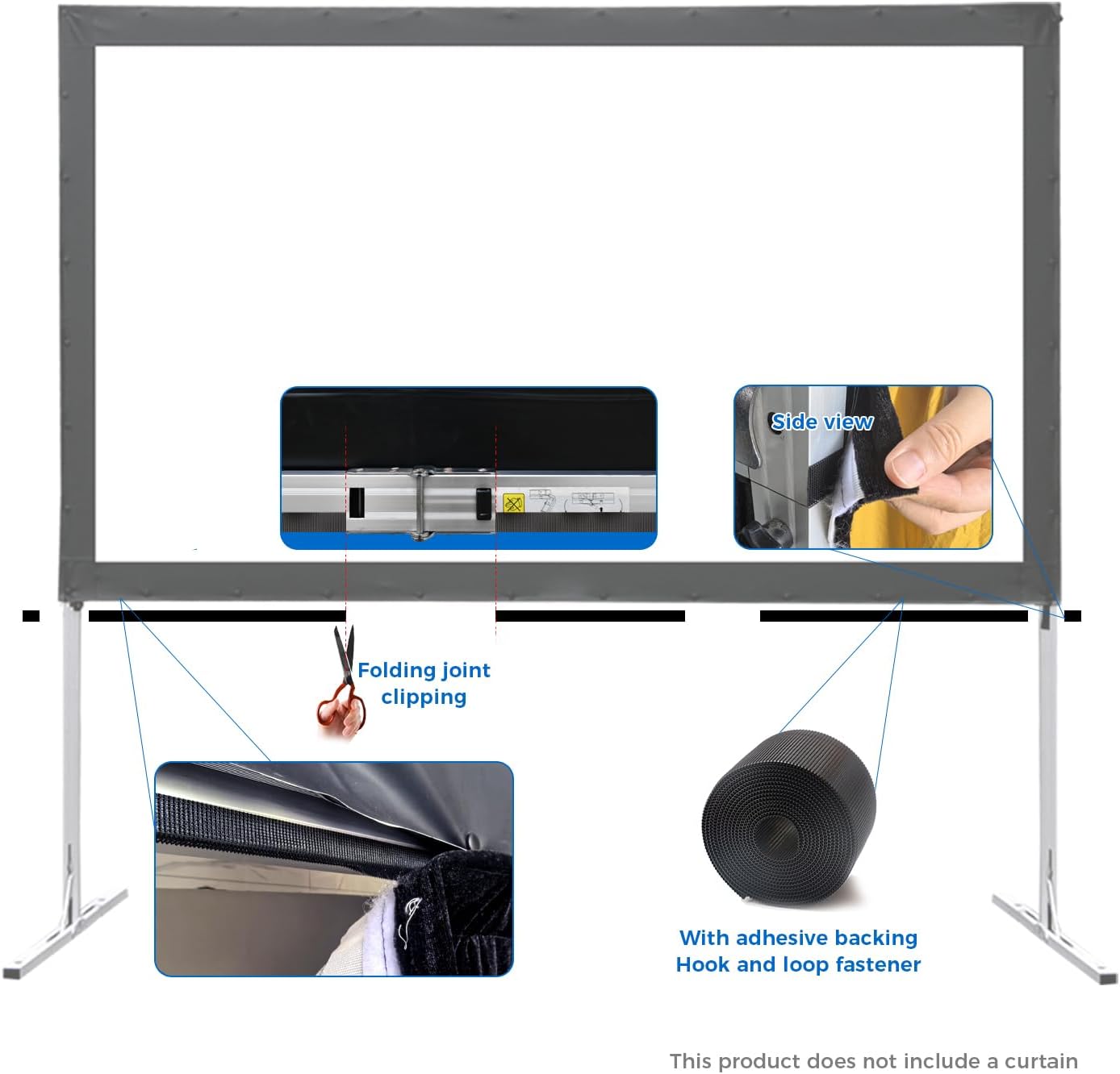 SCREENPRO Black Fast Fold Projection Screen Skirt – Covers Screen Legs, Wrinkle-Free, Fits 100"-144" Screens, Quick Install, Ideal for Conferences, Weddings & Large Events