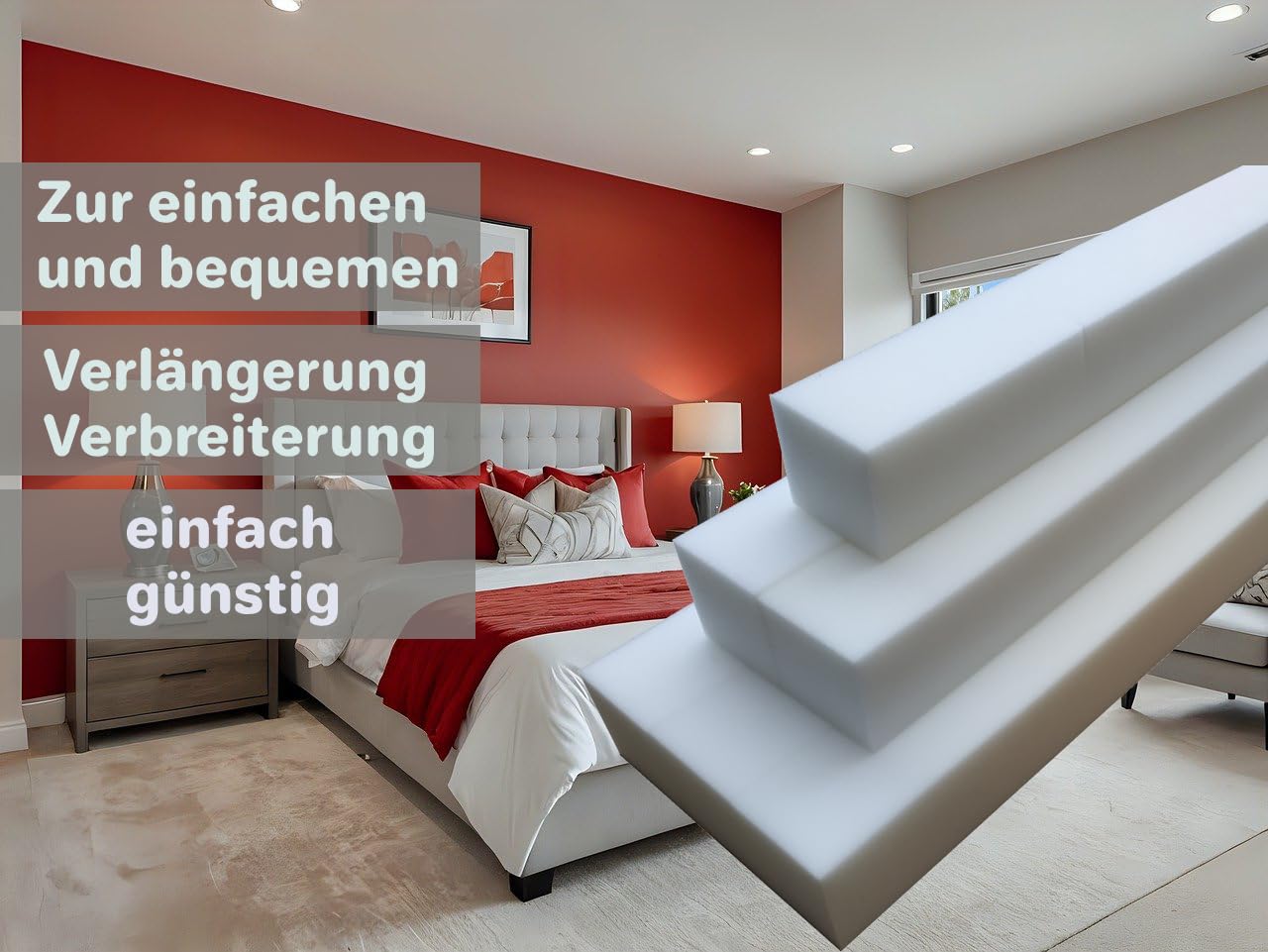 All4All Estensione Materasso in Schiuma 200 cm D 25/44-15x20 cm Riempitore Spazio Letto