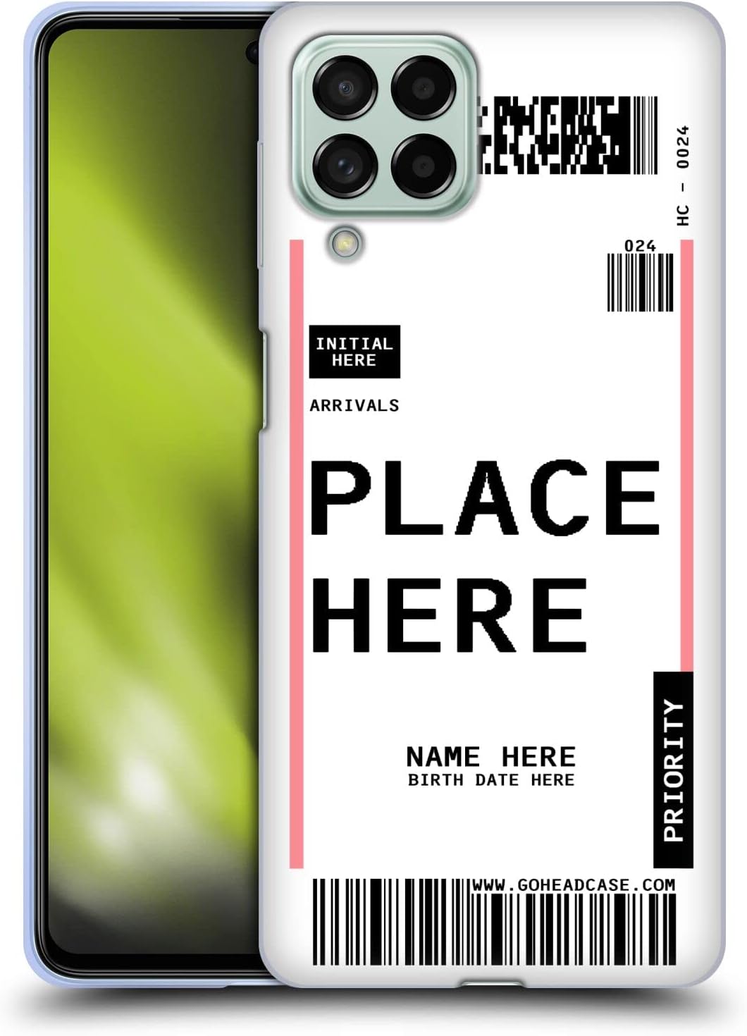 Custom Customized Personalized Luggage Tags Army Green Soft Gel Case Compatible with Samsung Galaxy M53 (2022)