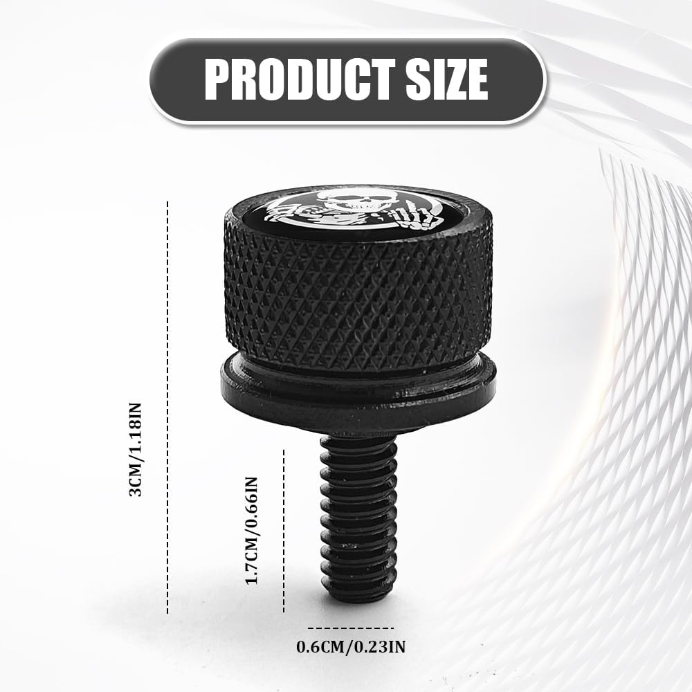 Motorcycle Stainless Knurled Fender Rear Seat Bolt Screw 1/4"-20 Thread, Seat Thumb Screw, Touring Sportster Softail Dyna CVO Fatbob Electra Glide Street Glide 1996-2025（ Black）