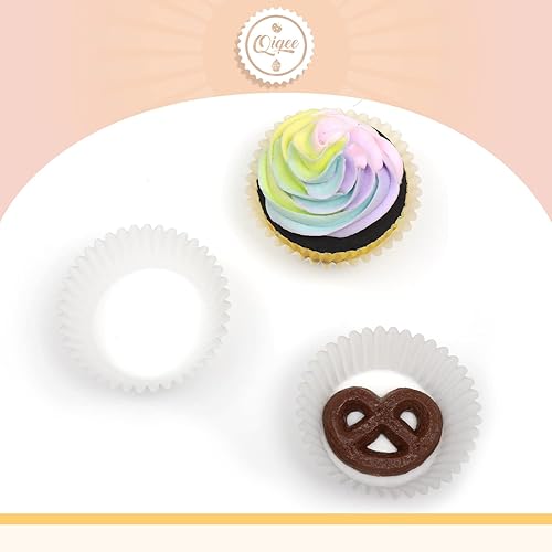 Miniatura 5 de qiqee 300 unidades de forros jumbo para cupcakes blancos, forros para magdalenas de tamaño grande, tazas para hornear de grado alimenticio, papel