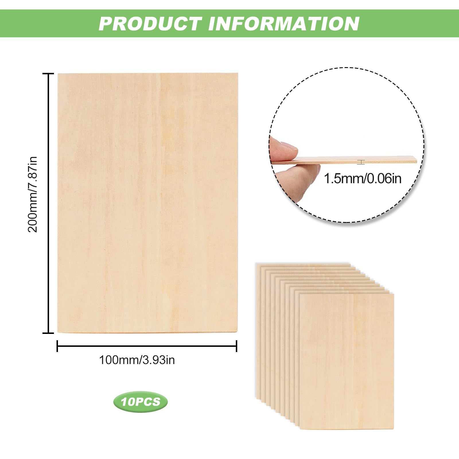 Basswood Sheets 200x100x1.5mm Thin Plywood Sheets Craft Wood Boards 10 Pcs Unfinished Wood Sheet for Crafts Model Making DIY - Image 2