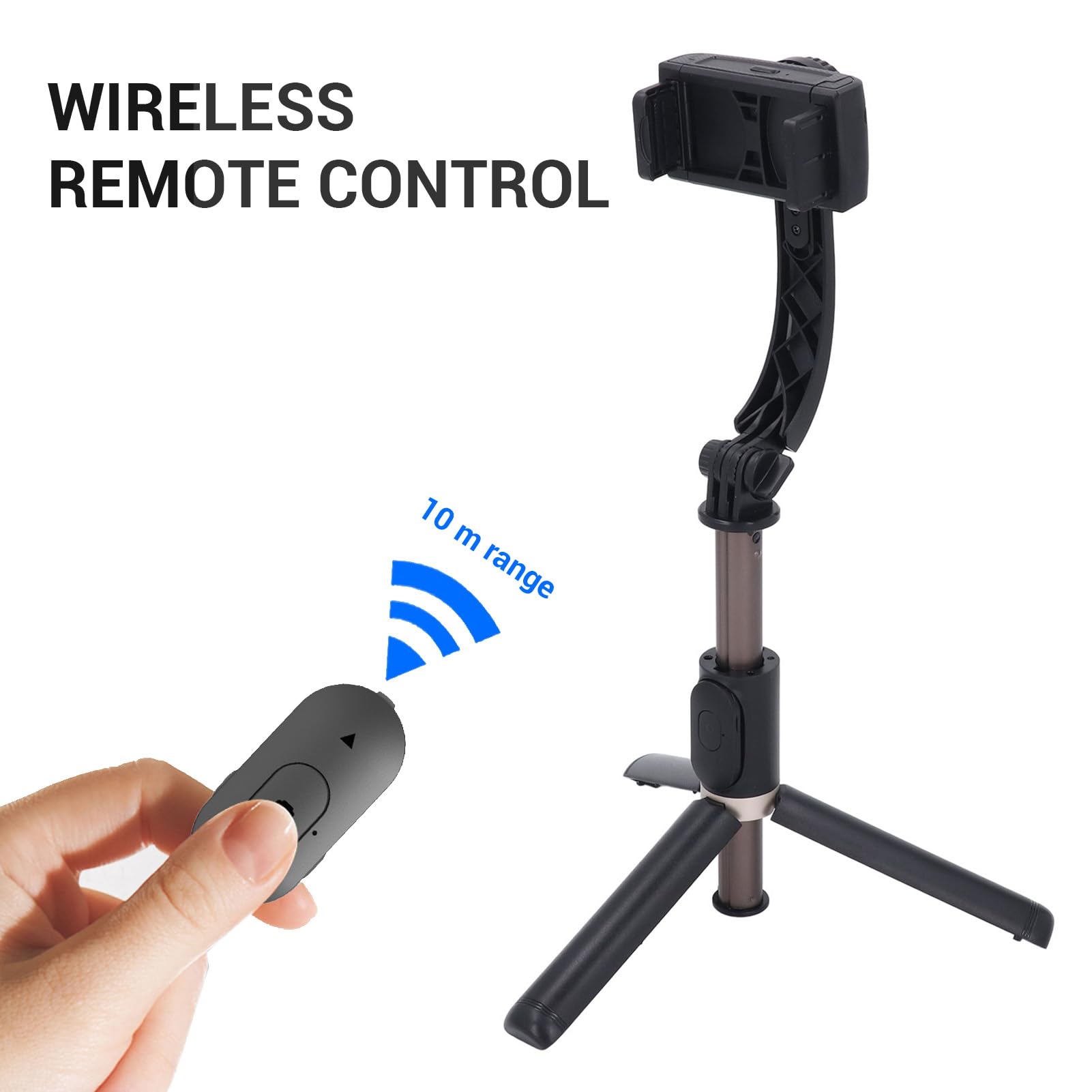 Stabilizator Gimbala do Telefonu, Składany Gimbal do Smartfona z Pilotem, Regulowany Zacisk 360°, Wysuwany Drążek do Selfie,Statyw do Telefonu Zapobiegający Wstrząsom do Vlogowania
