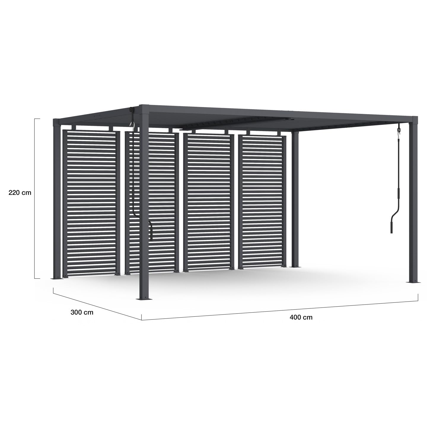 IDMarket - Pergola bioclimatique Lames orientables Acier 3x4 M avec persiennes Horizontales Gris Anthracite