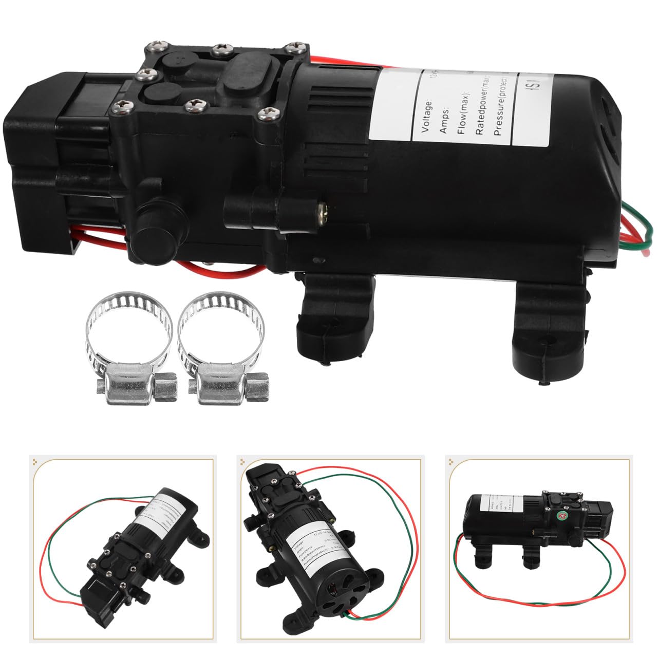 Bomba de Diafragma Eléctrica Negro, Alta Presión, 12v 70w 6l/