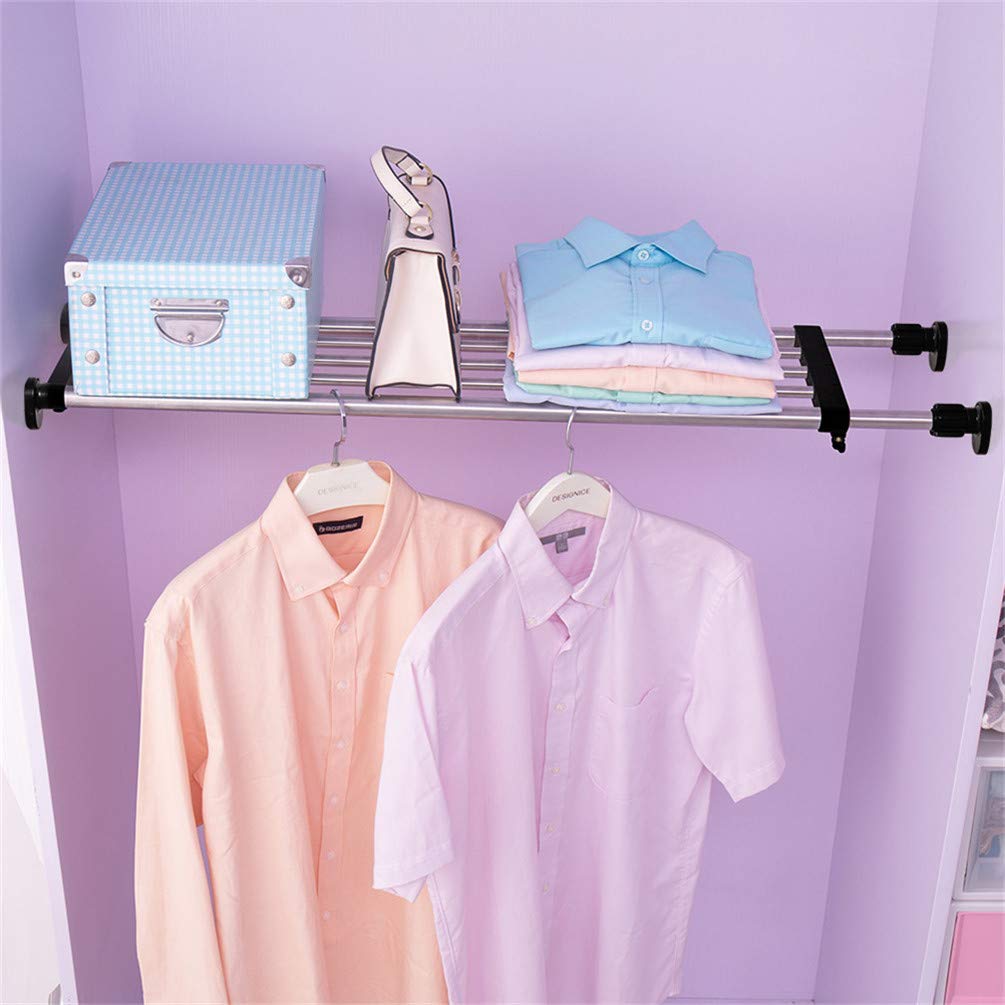 BAOYOUNI Teleskop-Regal, Verstellbar (69–91,5 Cm) – Ohne Bohren, Für Schrank & Wand, Schwarz, Bis 20 Kg