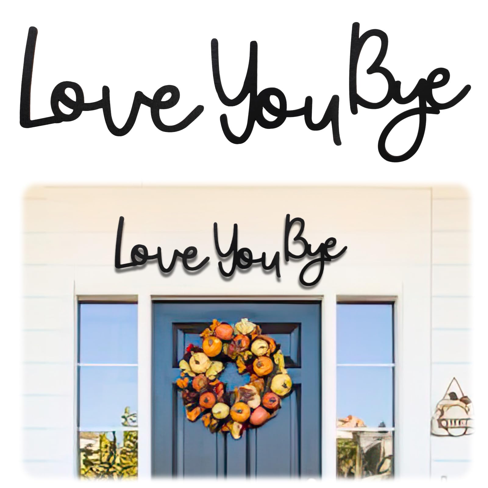 Love You Bye Above Door Sign,Wall Art Decor for Hallway and Stairs,Entryway Wall Sticker,Unique Love Letters Sign with Double-Sided Tape,Warm Family Sign Gift for Home Decorations