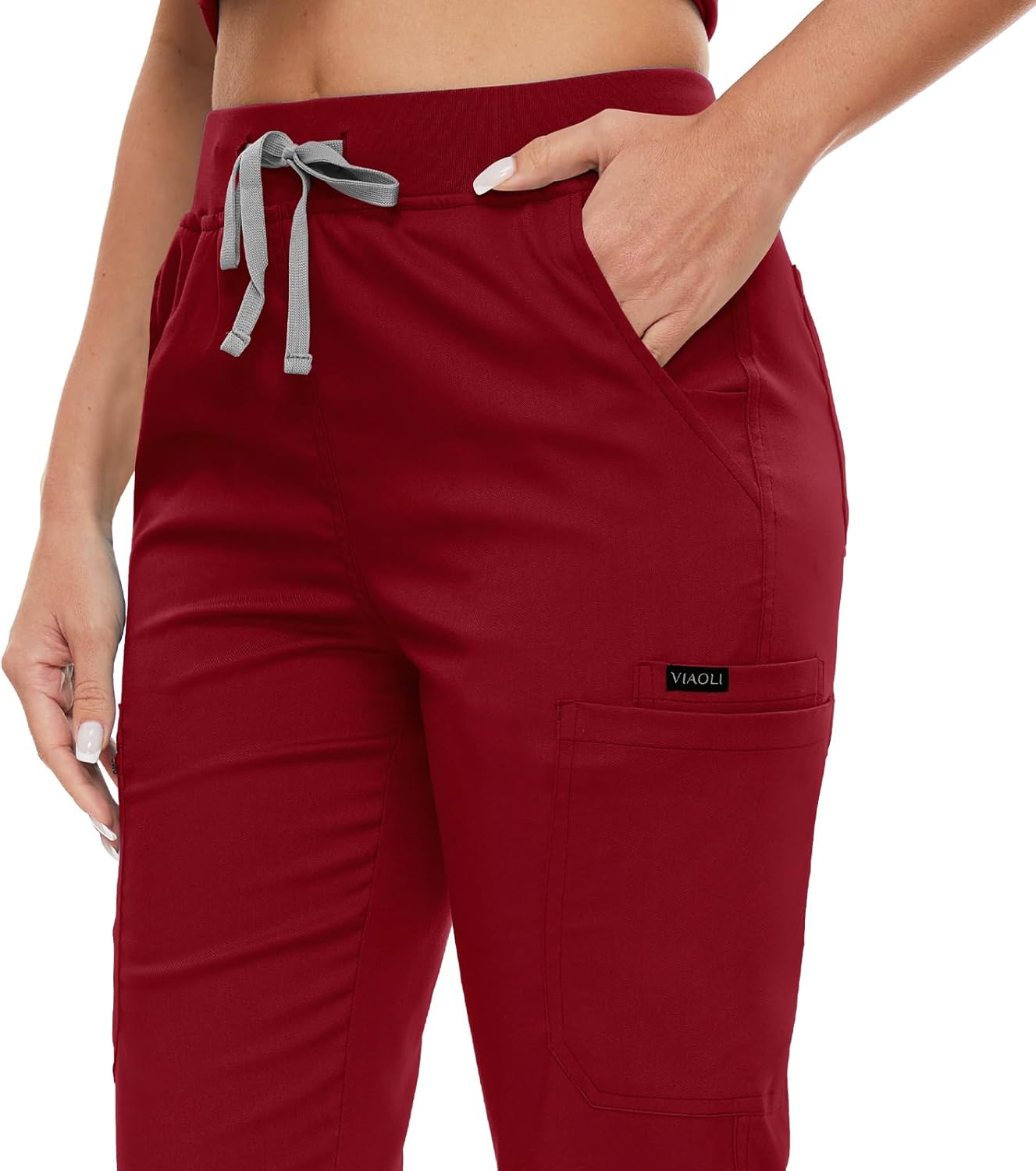 VIAOLI Scrubs for Women Set V-Neck Top and 8 Pocket Jogger Scrub Pant - Medical Uniform Nursing Scrub Set - Image 3