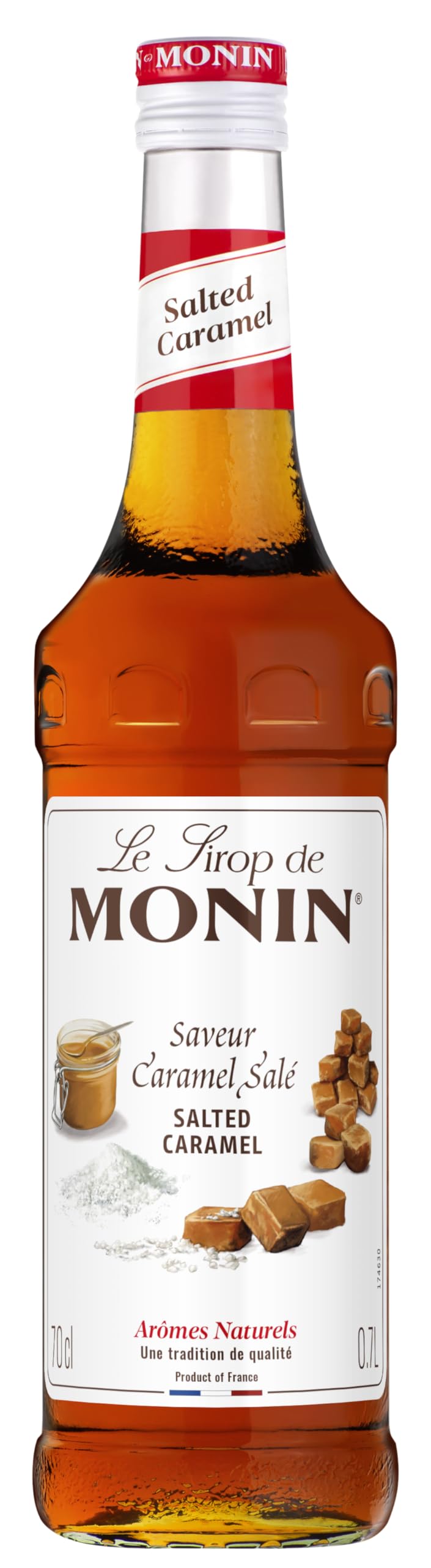 MONIN - Assortiment de Sirop Saveur Caramel Salé & Sirop Saveur Chocolat Blanc - Pour Café, Chocolat Chaud, Capuccino ou Latte - Arômes Naturels - Bouteille en Verre - 2 x 70 cl