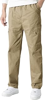 IQYU Pantalones cargo para hombre, chino, corte regular, pantalones de entrenamiento, pantalones de trabajo, cintura media, pantalones harén para hombre, holgados, pantalones largos, pantalones de