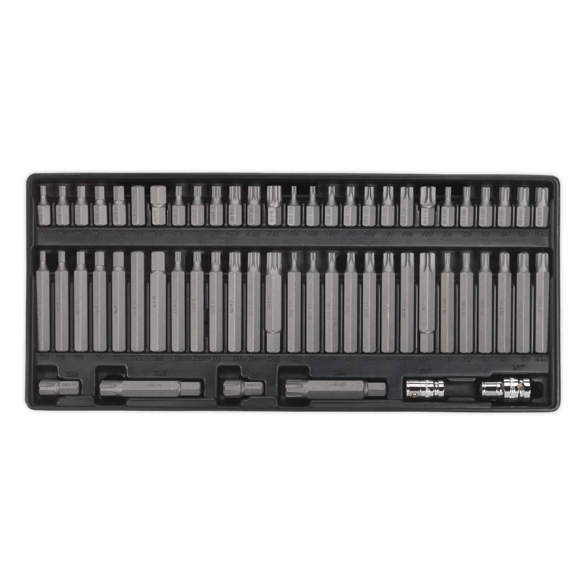 Sealey Tbt11 Tool Tray with Ribe/Spline/Hex/Security TRX-Star Bit Set 60Pc, Red, 176.5mm x 397mm x 55mm