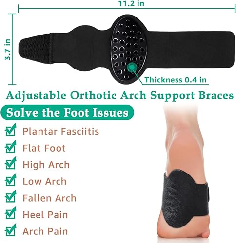 Miniatura 4 de Mangas de compresión de soporte de arco para pies planos, tirantes ajustables de velcro para fascitis plantar para arcos caídos, soporte ortopédico