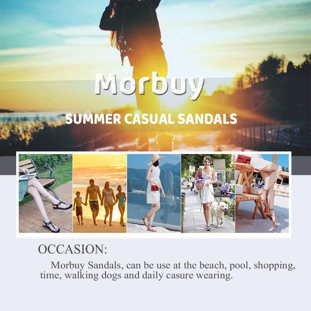 Morbuy Eleganti Sandali da Donna con Strass, Comode Scarpe Basse Estive