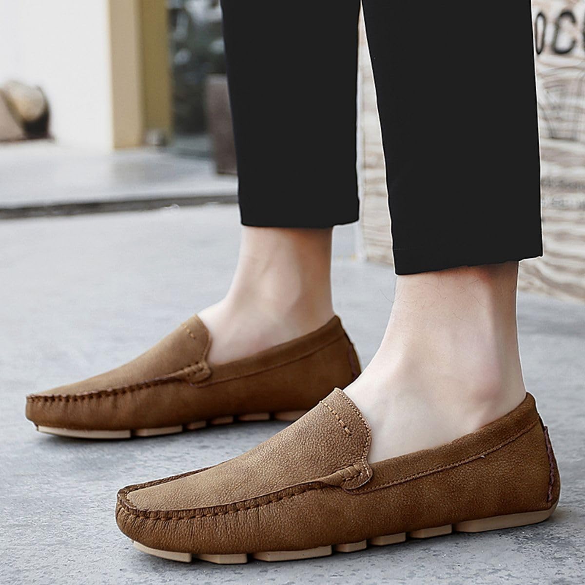 Mocasines para Hombre de Cuero Moda Slip-on Shoes Driver Shoes Casual Flat Shoes 38-49 EU