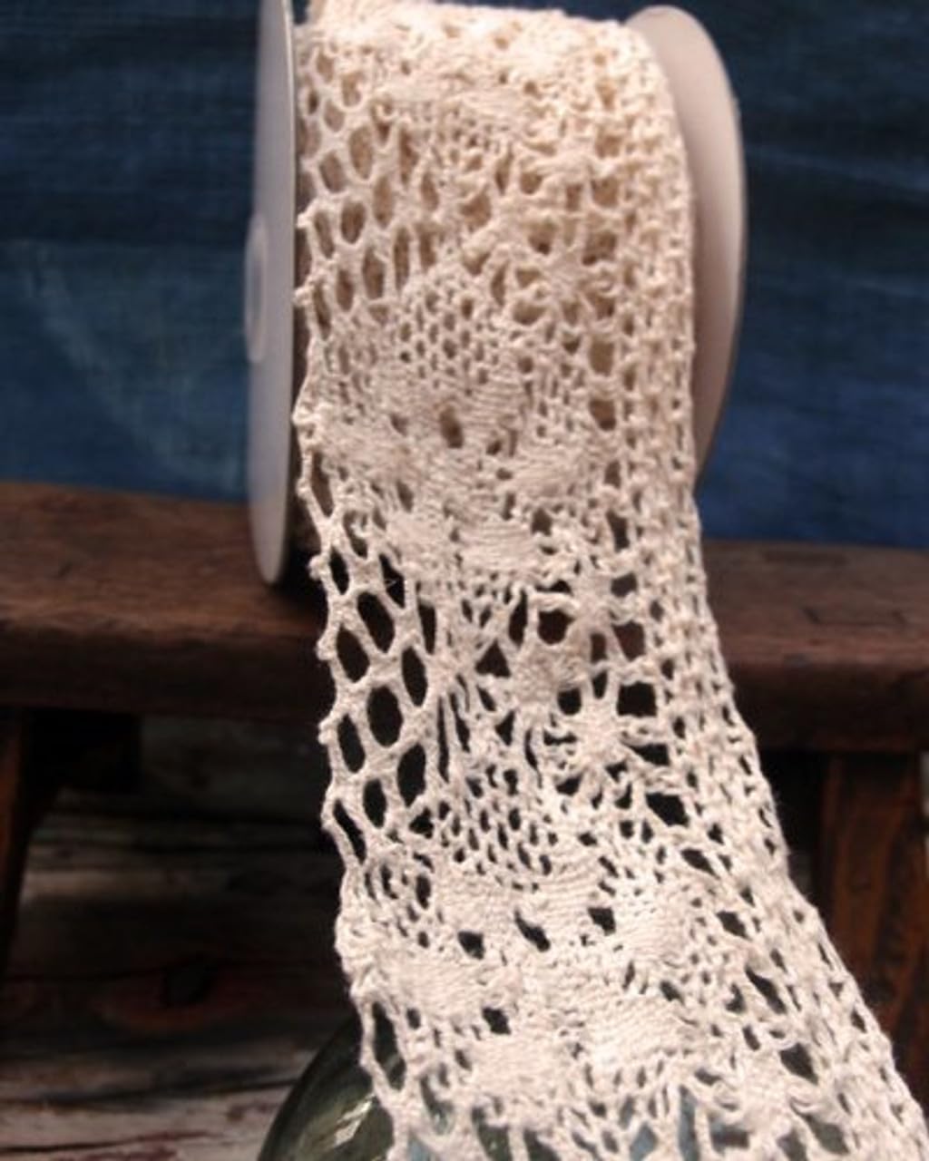 AK TRADING CO. 2 3/4" Wide x 10 Yards Ivory Floral Pattern Cotton Crochet Lace Ribbon for Decorating, Floral Designing and Crafts