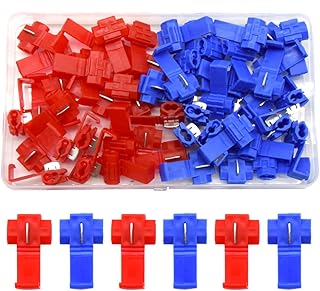 Hocansen 50 Pcs Quick Splice Wire Connectors 22-18 18-14 AWG Insulated Wire Crimp Connector Terminal Electrical T Tap Wire Connectors,Double Run Solderless Snap Wire Terminal Joint (Red/Blue/NJ)