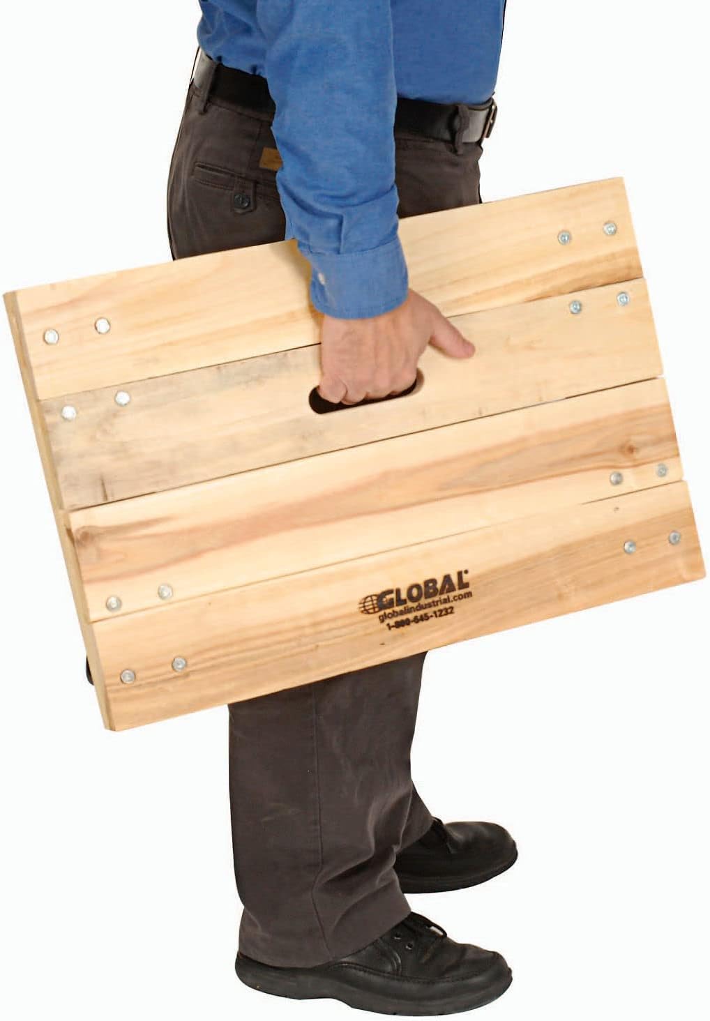 Global Industrial Hardwood Dolly with Solid Deck, 36" L x 24" W, 1200 Lb. Capacity, 4" Hard Rubber Swivel Casters, Assembly Required, General Purpose Dolly