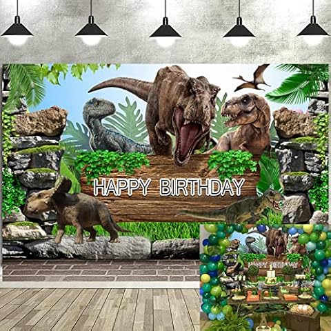 Dinosaurs Birthday Party Decorations Dinosaur World Photography Background for Boys Kids Birthday Party Supplies for Baby Shower Cake Table Decoration Photo Party Supplies Banner 5X3ft Cover