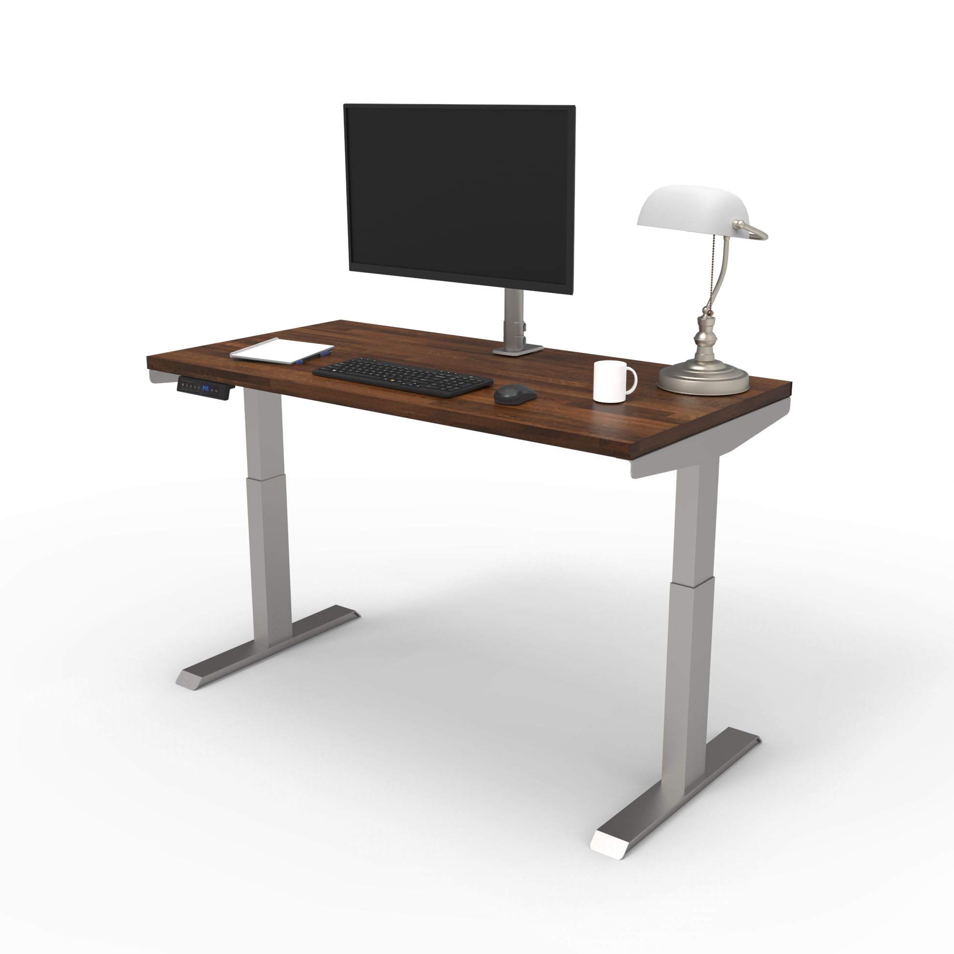 Lift It Height Adjustable Standing Desk Electric - Dual Motor Sit Stand 48x24 Walnut Wood Top Built-in USB