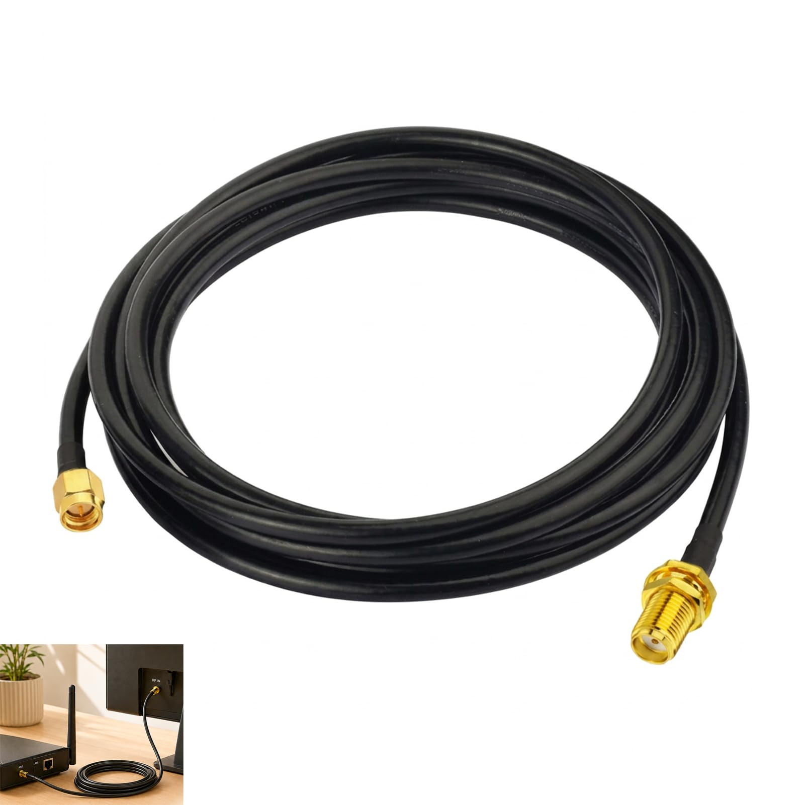 SMA Kabel 2M, RG58 Koaxialkabel SMA Stecker auf SMA Buchse, Antennenkabel Low Loss für WLAN Router, LTE, GPS, SDR, Funkantenne, Access Point, Repeater, Signalverlängerung, 50 Ohm Hochfrequenz