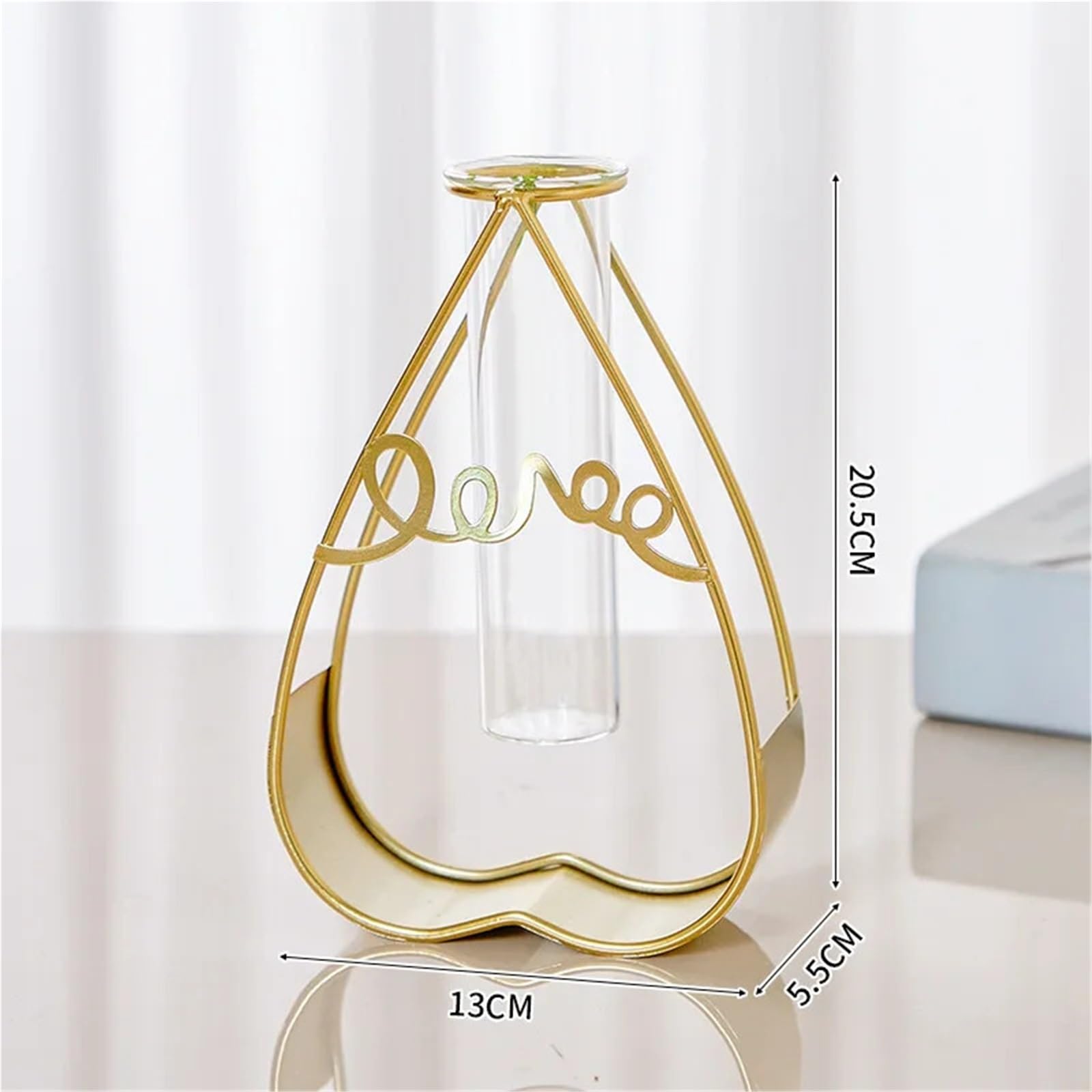 Vase Hydroponique Verre Vase Mural en Fer Fait à la Main, for décoration de Maison, Pot Fleur Suspendu, Table Salon(Size D)