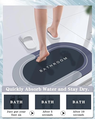 Miniatura 3 de Tapetes de baño de 20 x 32 pulgadas, tapete mágico modernizado de goma antideslizante de secado rápido, absorbente, alfombra de baño para ducha