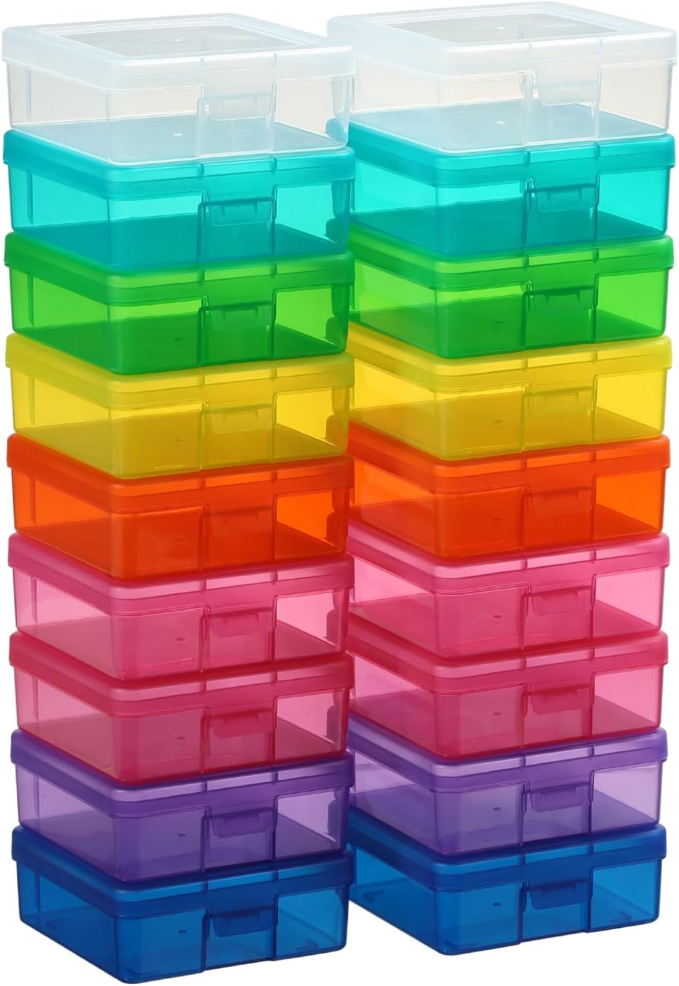 novelinks Contenedores pequeños de plástico con tapas con pestillo, organizadores de manualidades y organizador de almacenamiento apilable (paquete
