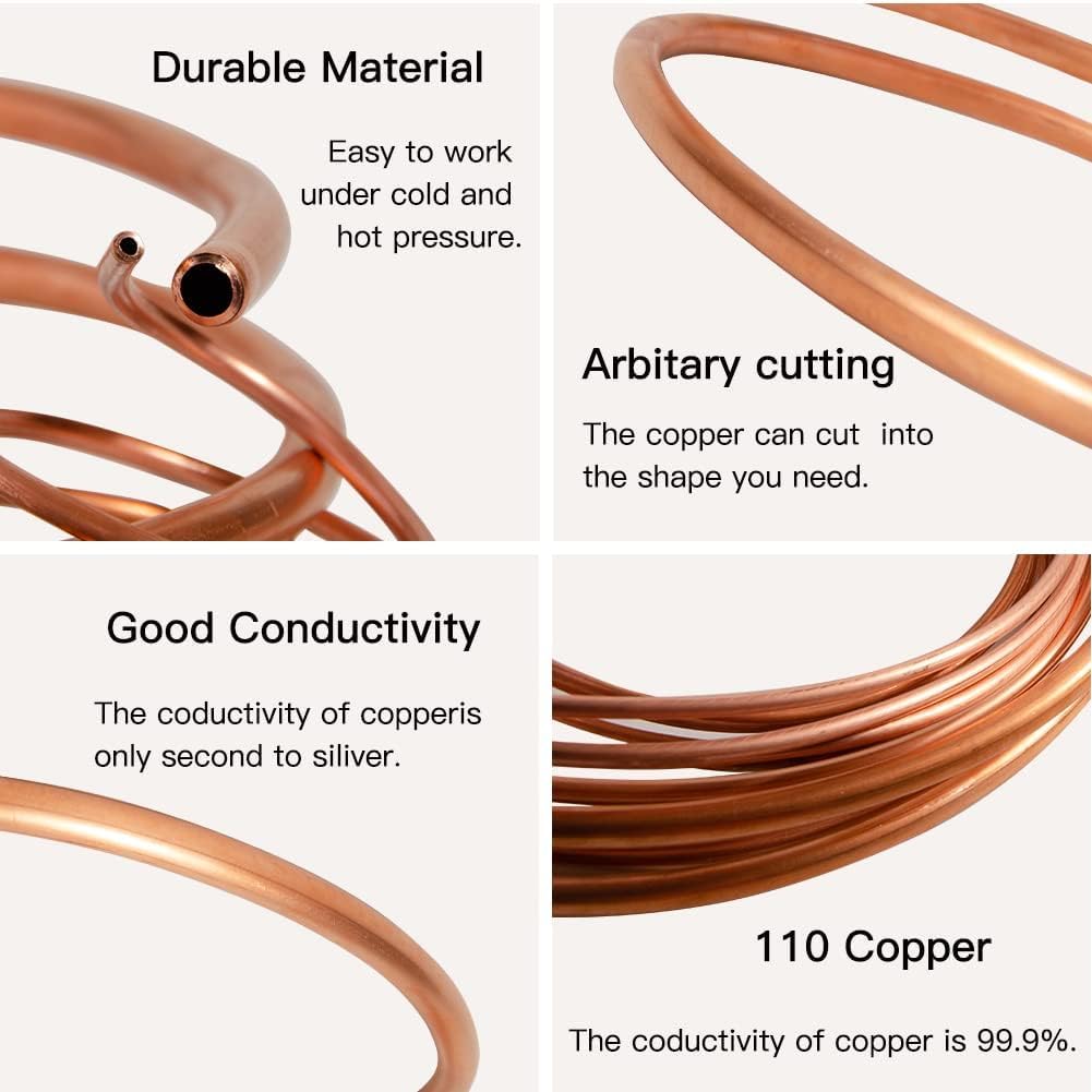 2m Kupferrohr Weich 4x3 Mm – 0,5 Mm Wandstärke – Kühlrohr, Spule, Für Kältetechnik & Elektro
