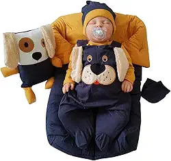 Saída de Maternidade Menino Cachorrinho Marinho Com Porta Bebê