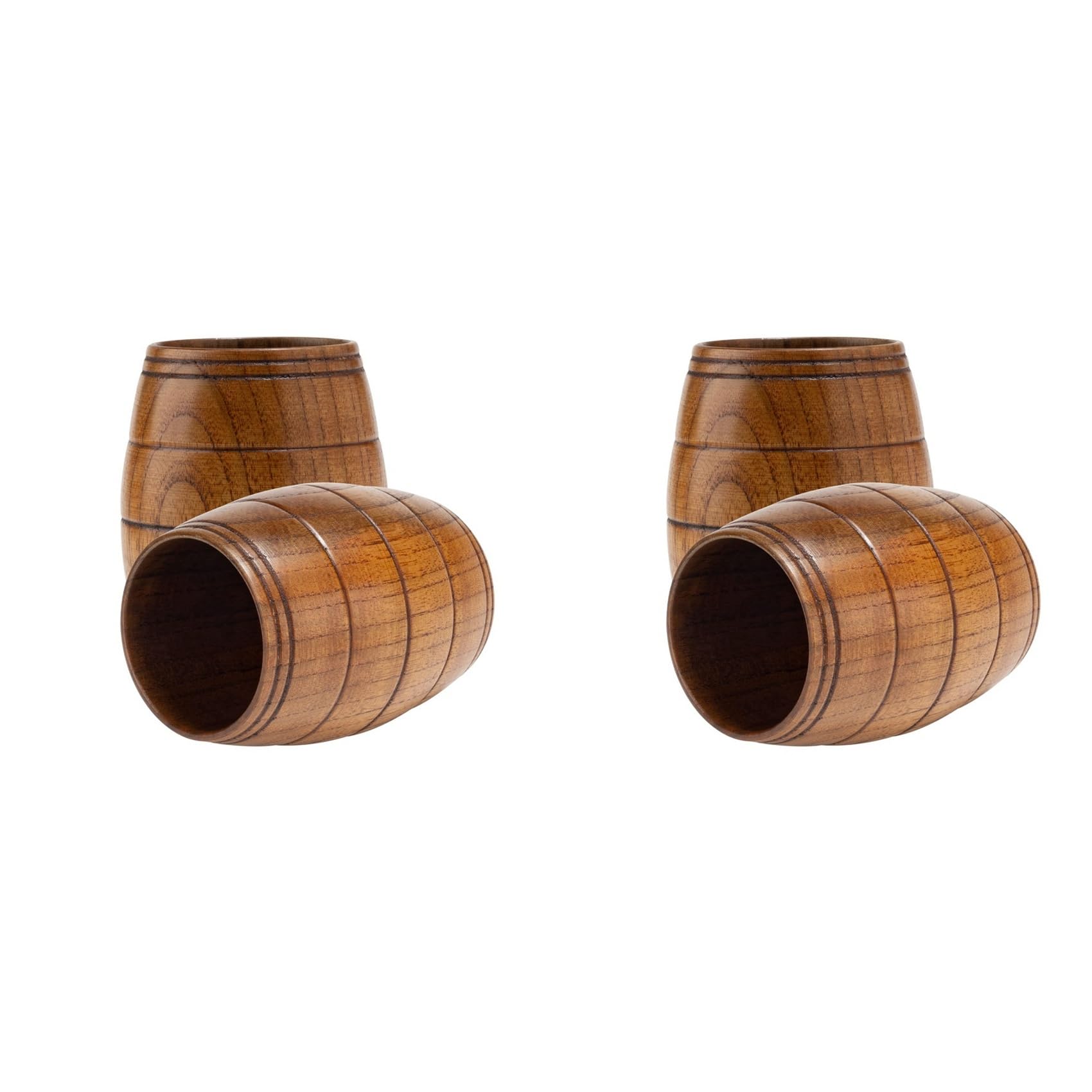 Tasses faites à la main en bois pour vin et café : lot de 4 chopes